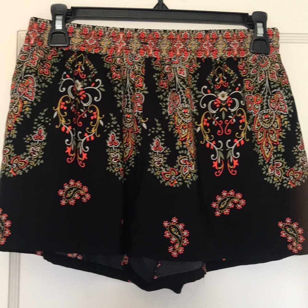 Floral black shorts